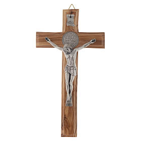 Cruzes e Ímanes: Crucifixo oliveira Medjugorje São Bento h 19 cm