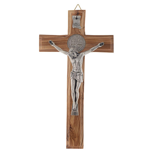 Medjugorje crucifix in olive wood Saint Benedict 19 cm 1
