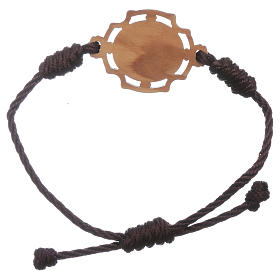 Medjugorje bracelet in brown cord with image of Our Lady