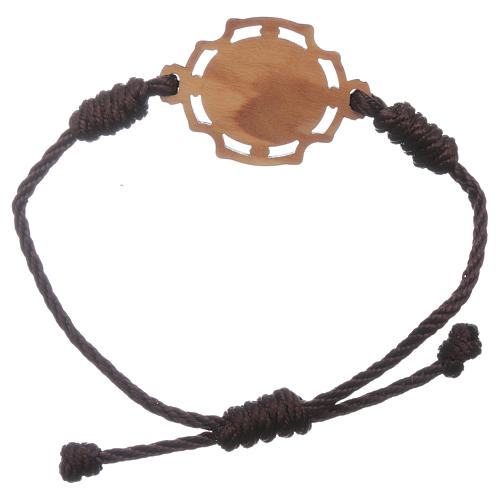 Medjugorje bracelet in brown cord with image of Our Lady 2