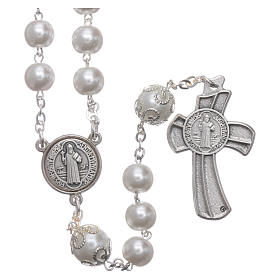 Medjugorje rosary in pearl imitation Saint Benedict 8 mm