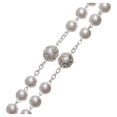 Medjugorje rosary in pearl imitation Saint Benedict 8 mm 3