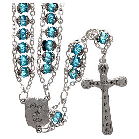 Leiterrosenkranz aus Medjugorje, Perlen aus blauen Kristallen, Doppelkette