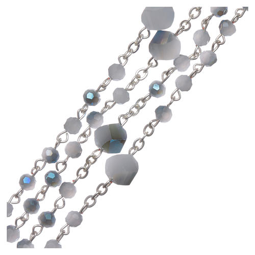 Rosenkranz aus Medjugorje, Perlen aus blauen und weißen Kristallen, 4 mm 3