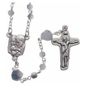 Medjugorje rosary beads in light blue and white crystal with 4 mm grains
