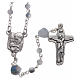 Medjugorje rosary beads in light blue and white crystal with 4 mm grains s1