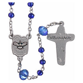 Medjugorje rosary beads in blue crystal with 4 mm grains