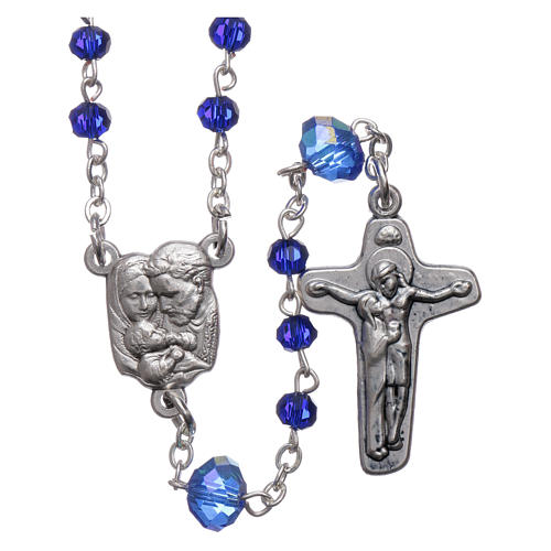 Medjugorje rosary beads in blue crystal with 4 mm grains 1