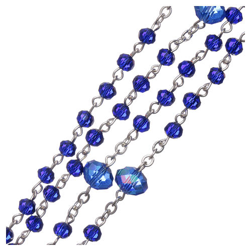 Medjugorje rosary beads in blue crystal with 4 mm grains 3
