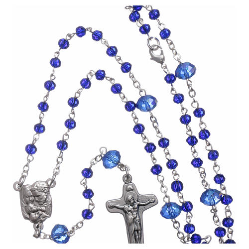 Medjugorje rosary beads in blue crystal with 4 mm grains 4