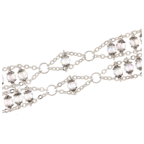 Leiterrosenkranz aus Medjugorje, Perlen aus transparenten Kristallen, Doppelkette 3