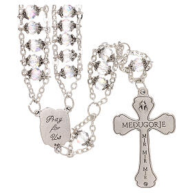 Medjugorje rosary in multifaceted transparent crystal and double chain