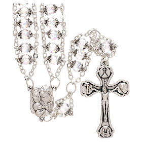 Medjugorje rosary in multifaceted transparent crystal and double chain