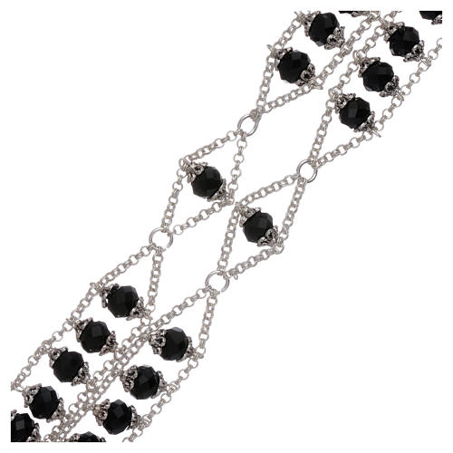 Leiterrosenkranz aus Medjugorje, Perlen aus schwarzen Kristallen, Doppelkette 3
