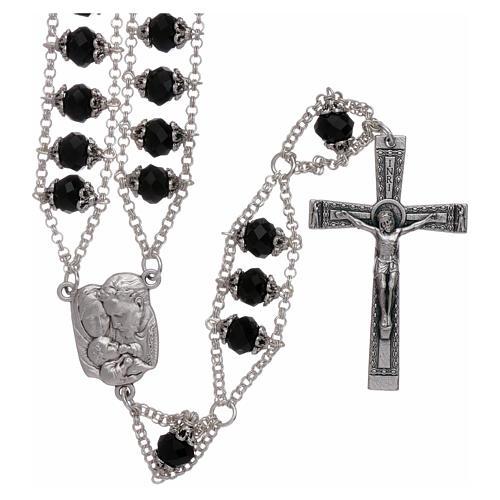 Medjugorje rosary with double chain and black crystal 1