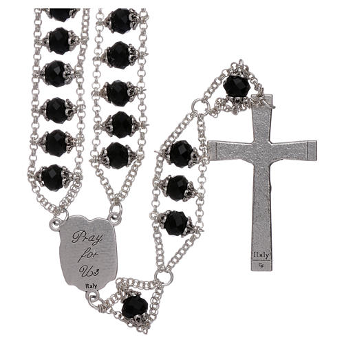 Medjugorje rosary with double chain and black crystal 2