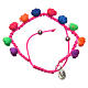 Medjugorje single decade rosary bracelet fuchsia with fluo coloured roses s1