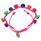 Medjugorje single decade rosary bracelet fuchsia with fluo coloured roses s2