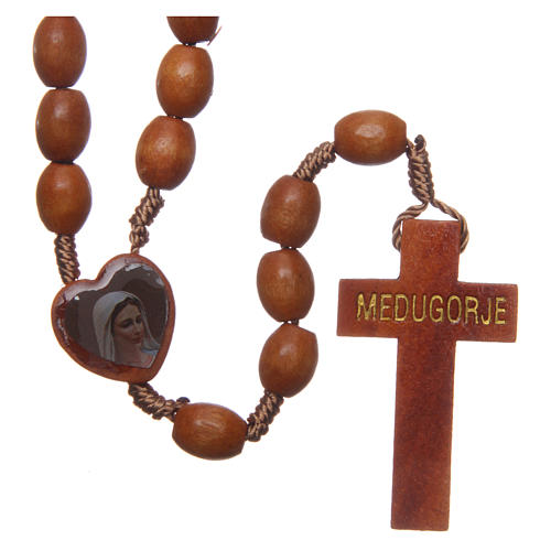 Medjugorje wooden rosary with natural grains 1