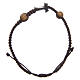 Armband Medjugorje mit Taukreuz und 2 Perlen aus braunem Seil s1