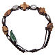 Medjugorje bracelet with olive wood cross and Saint Benedict medalet in brown rope s1