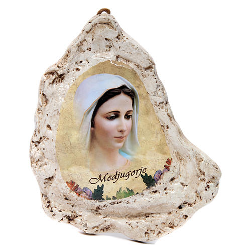 Our Lady of Medjugorje painting in gypsum 1
