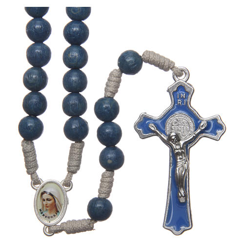 Medjugorje rosary with the four mysteries light blue 1