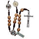 Medjugorje rosary Via Crucis with olive wood grains in brown rope s1