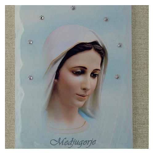 Our Lady of Medjugorje painting in light blue 2