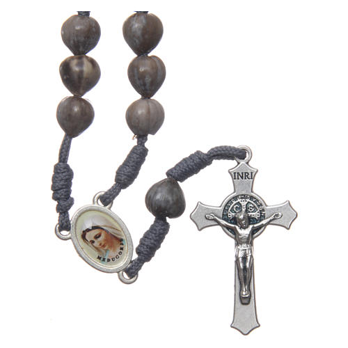 Medjugorje rosary beads Tears of Job grey rope 1
