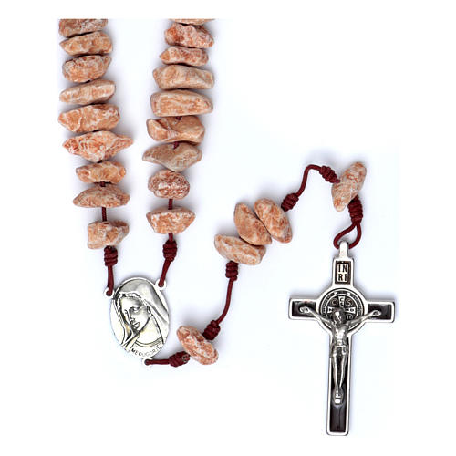 Medjugorje headboard rosary in red stone 1
