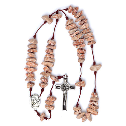 Medjugorje headboard rosary in red stone 4