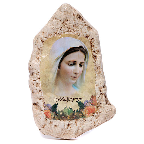 Our Lady of Medjugorje image with gypsum flowers 1