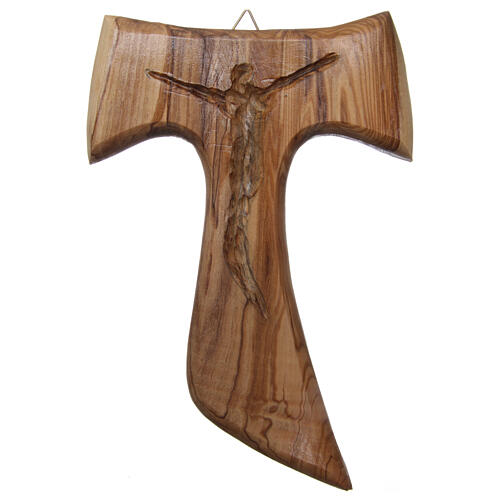 Krzyż Tau drewno oliwne Medjugorie 18x12 cm 1