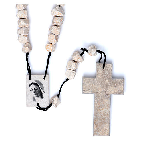 Medjugorje headboard rosary in stone and rope 1