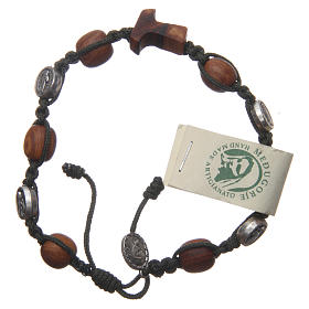 Medjugorje rosary in olive wood and dark green rope with medalet of Jesus