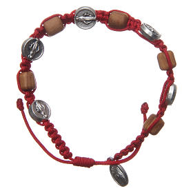 Saint Benedict olive wood bracelet withe cross and red rope