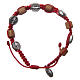 Saint Benedict olive wood bracelet withe cross and red rope s1