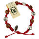 Saint Benedict olive wood bracelet withe cross and red rope s1