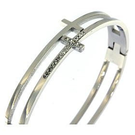 Medjugorje bracelet with crosses, steel and rhinestones