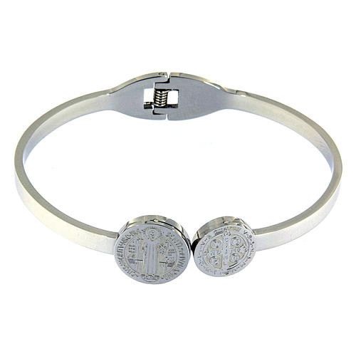 Bracciale Medjugorje medaglioni S. Benedetto e croce a molla 1