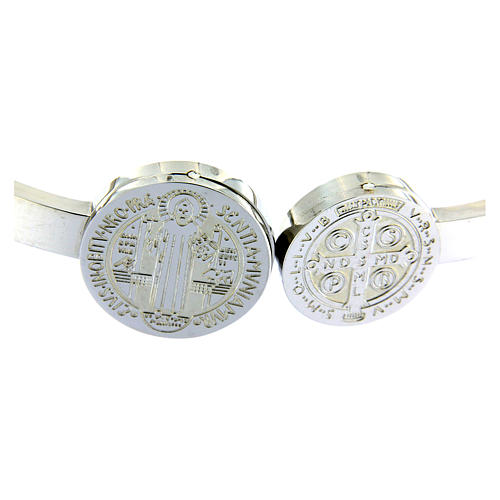 Bracciale Medjugorje medaglioni S. Benedetto e croce a molla 3