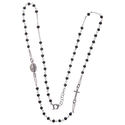 Medjugorje rosary choker in silver with black grains and Jesus medalet 3