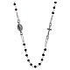Medjugorje rosary choker in silver with black grains and Jesus medalet s1