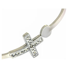 Medjugorje-Armband mit weißem Kreuz Strasssteinen und Elastikband