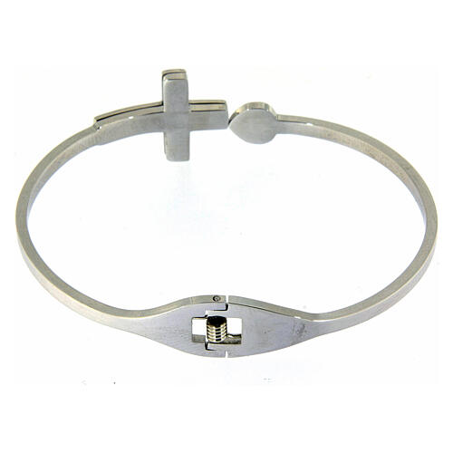 Medjugorje-Armband mit weißem Kreuz Strasssteinen und Elastikband 3