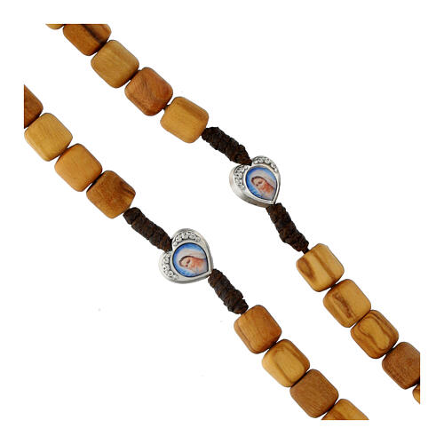 Terço Medjugorje corações oliveira corda castanho 3