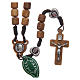 Medjugorje rosary with hearts, olive wood grains and brown rope s1