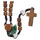 Medjugorje rosary with hearts, olive wood grains and brown rope s2