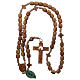 Medjugorje rosary with crosses, 7 mm olive wood grains and beige rope s4